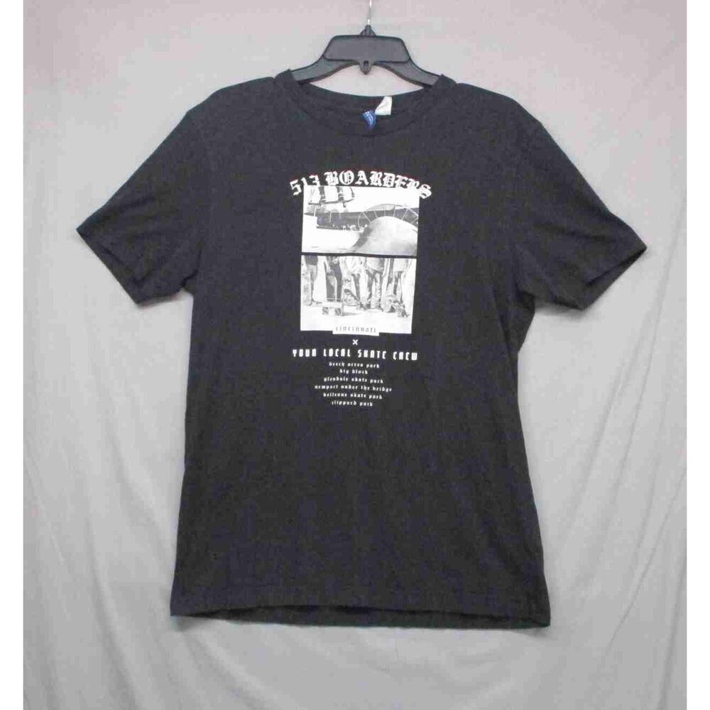 HM‎ Black Graphic Skate Tee Short Sleeve TShirt Mens Size US M